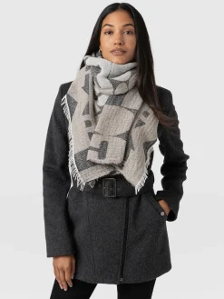 Scarves & Hats|Accessories|Saint and Sofia Abstract Rock Scarf - Black/Cream