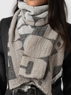 Scarves & Hats|Accessories|Saint and Sofia Abstract Rock Scarf - Black/Cream