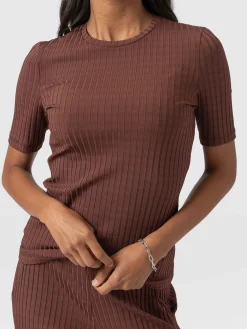 T-shirts & Tanks|Saint and Sofia Adaline Tee - Maroon Rib