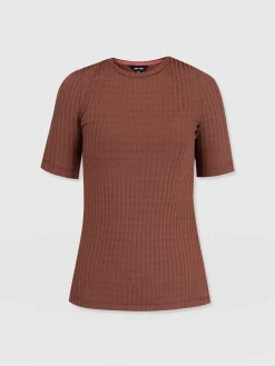 T-shirts & Tanks|Saint and Sofia Adaline Tee - Maroon Rib