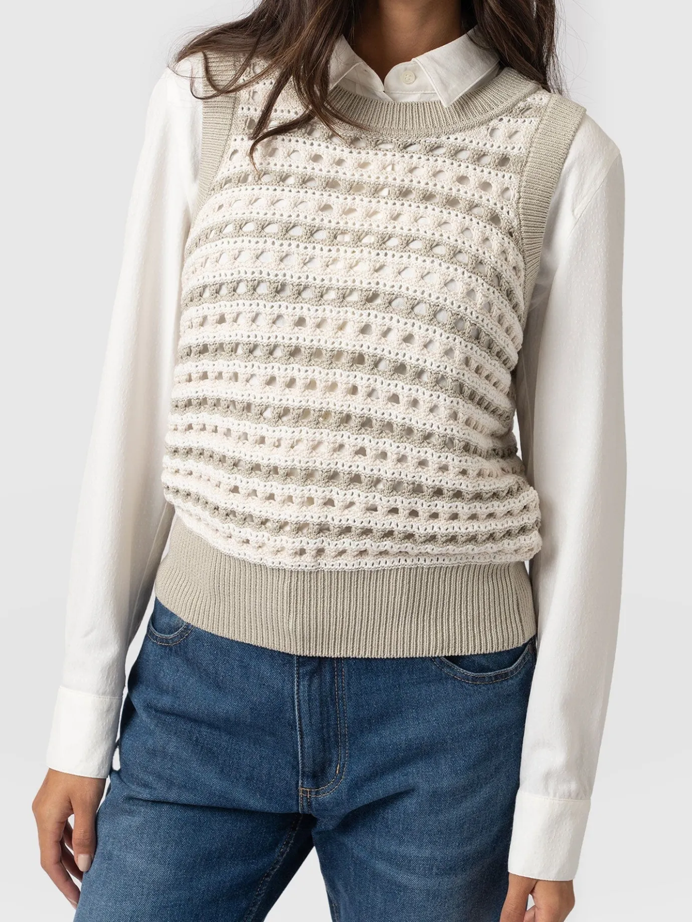 Knitwear|Saint and Sofia Adler Sleeveless Knit - Beige