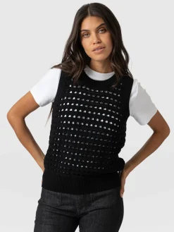 Knitwear|Saint and Sofia Adler Sleeveless Knit - Black