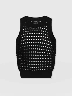 Knitwear|Saint and Sofia Adler Sleeveless Knit - Black