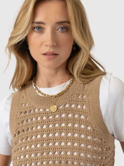 Knitwear|Saint and Sofia Adler Sleeveless Knit - Camel