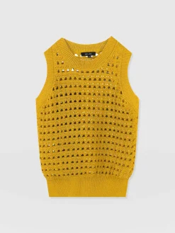 Knitwear|Sweaters|Saint and Sofia Adler Sleeveless Knit - Mustard