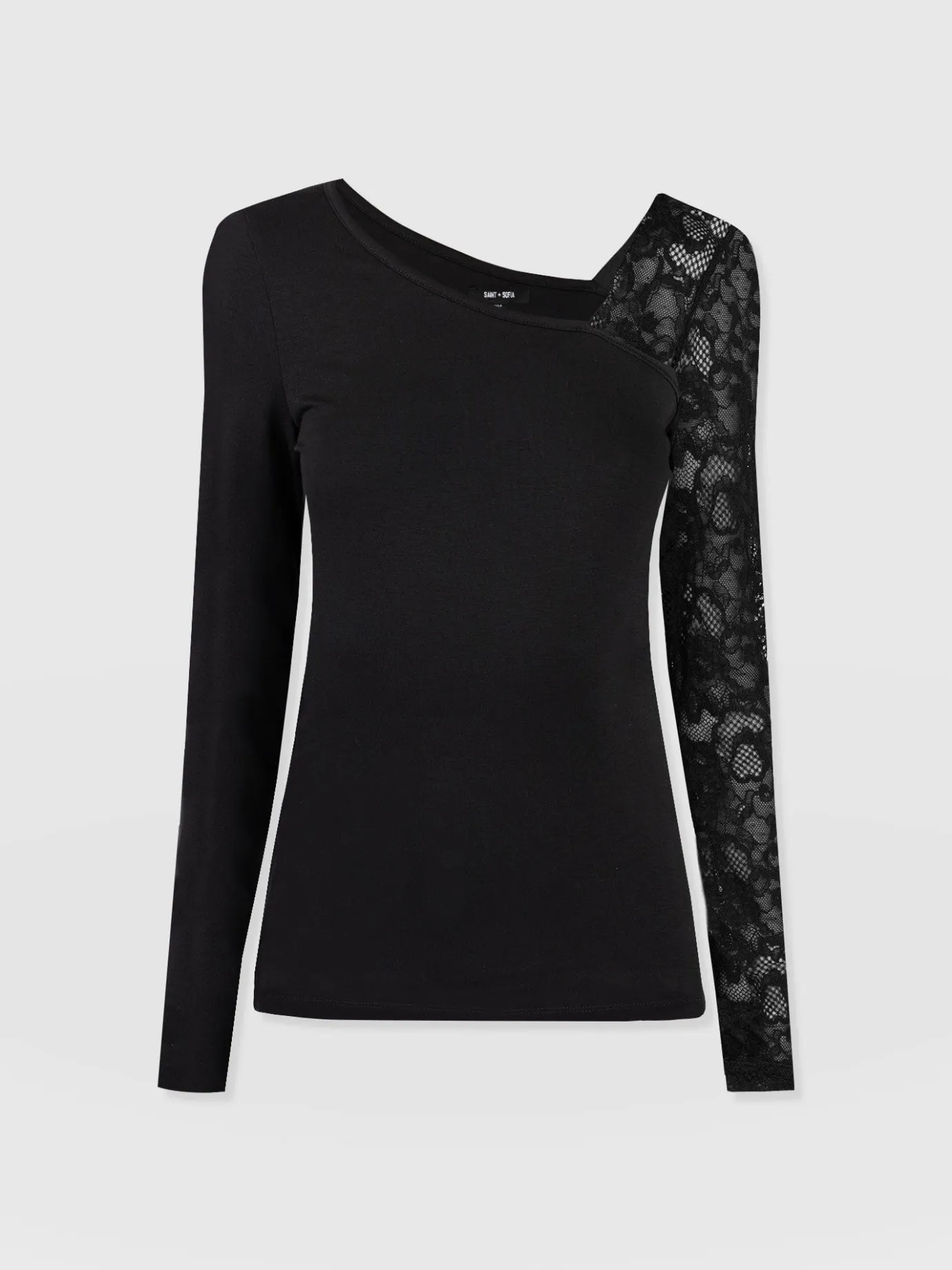 T-shirts & Tanks|Saint and Sofia Aimee Cut Out Long Sleeve Tee - Black Lace