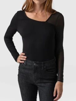 T-shirts & Tanks|Saint and Sofia Aimee Cut Out Long Sleeve Tee - Black