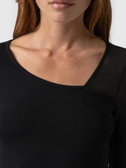 T-shirts & Tanks|Saint and Sofia Aimee Cut Out Long Sleeve Tee - Black