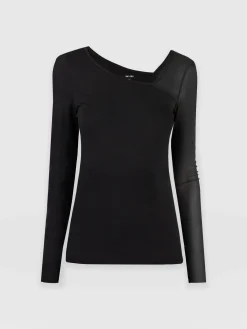 T-shirts & Tanks|Saint and Sofia Aimee Cut Out Long Sleeve Tee - Black