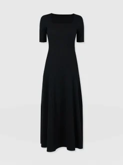 Dresses|Saint and Sofia Akia Short Sleeve Dress - Black Textured