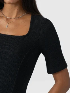 T-shirts & Tanks|Saint and Sofia Akia Short Sleeve Tee - Black Textured