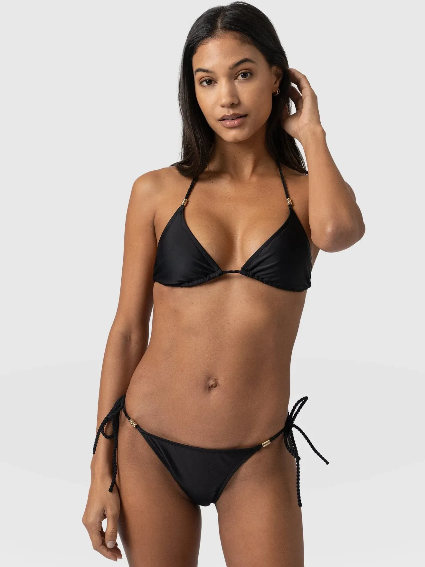 Swimwear|Saint and Sofia Alba Tie Side Bikini Bottom - Black