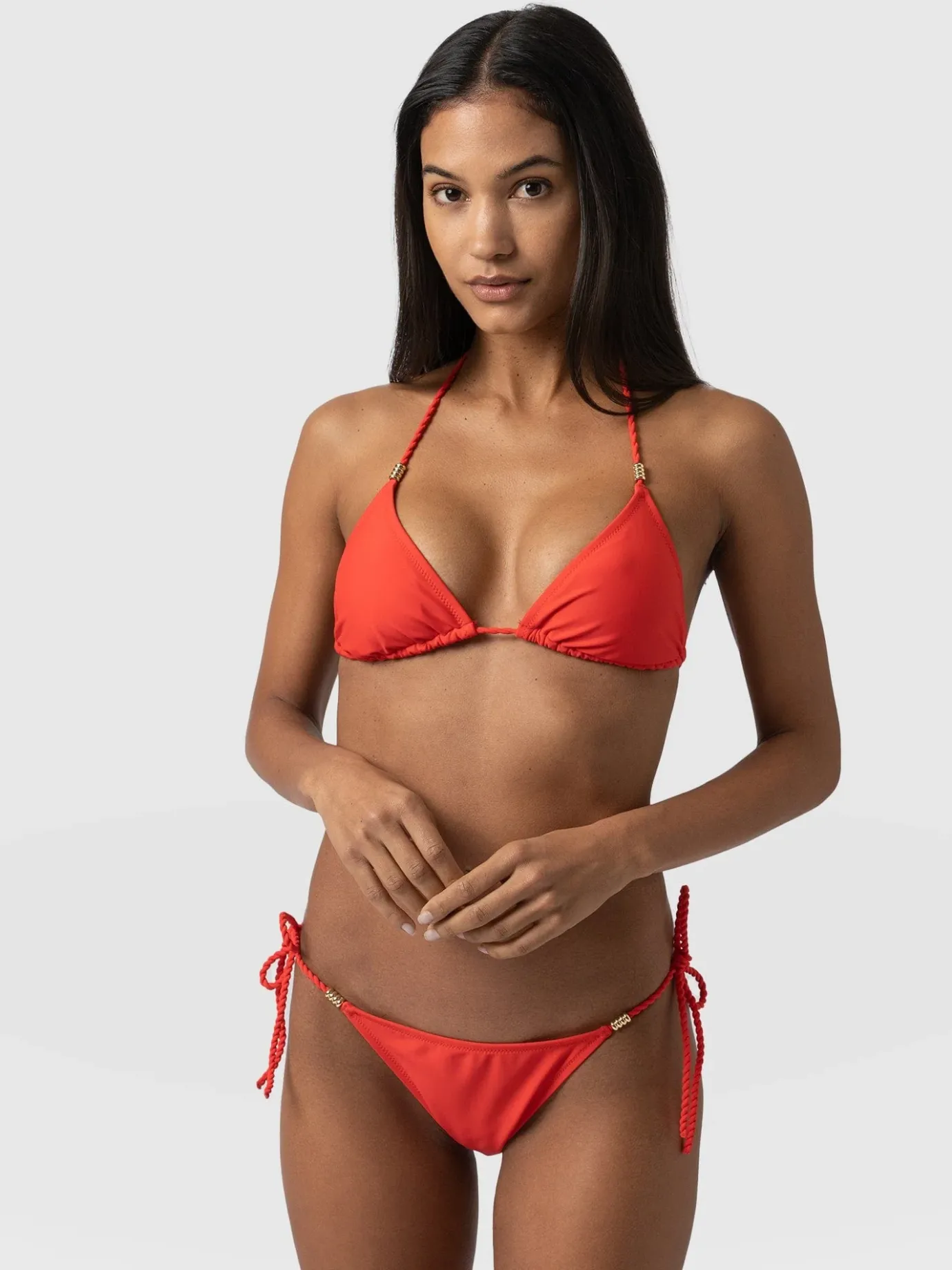 Swimwear|Saint and Sofia Alba Tie Side Bikini Bottom - Red