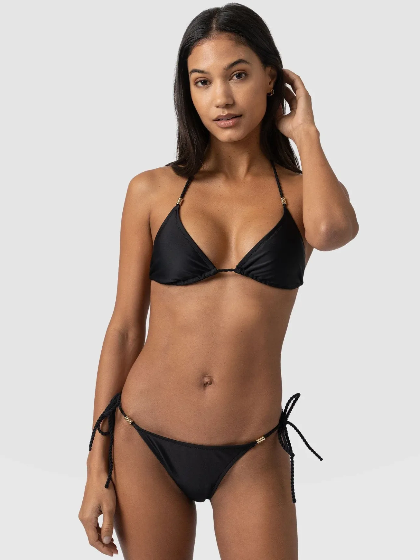 Swimwear|Saint and Sofia Alba Triangle Bikini Top - Black