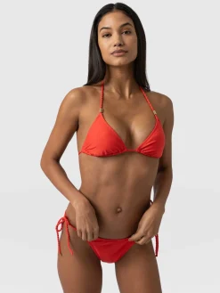 Swimwear|Saint and Sofia Alba Triangle Bikini Top - Red