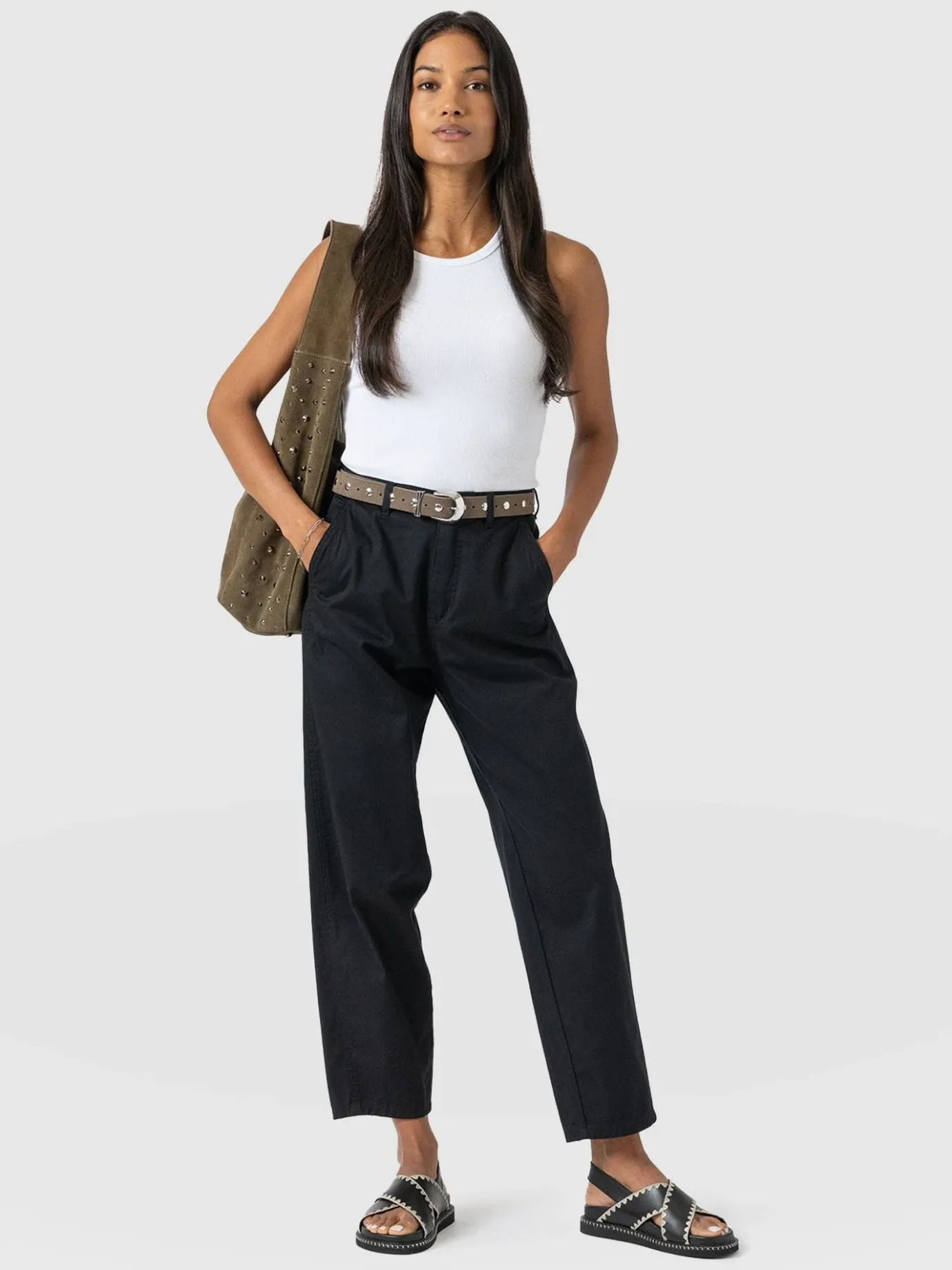 Pants|Saint and Sofia Alma Barrel Leg Chino - Black
