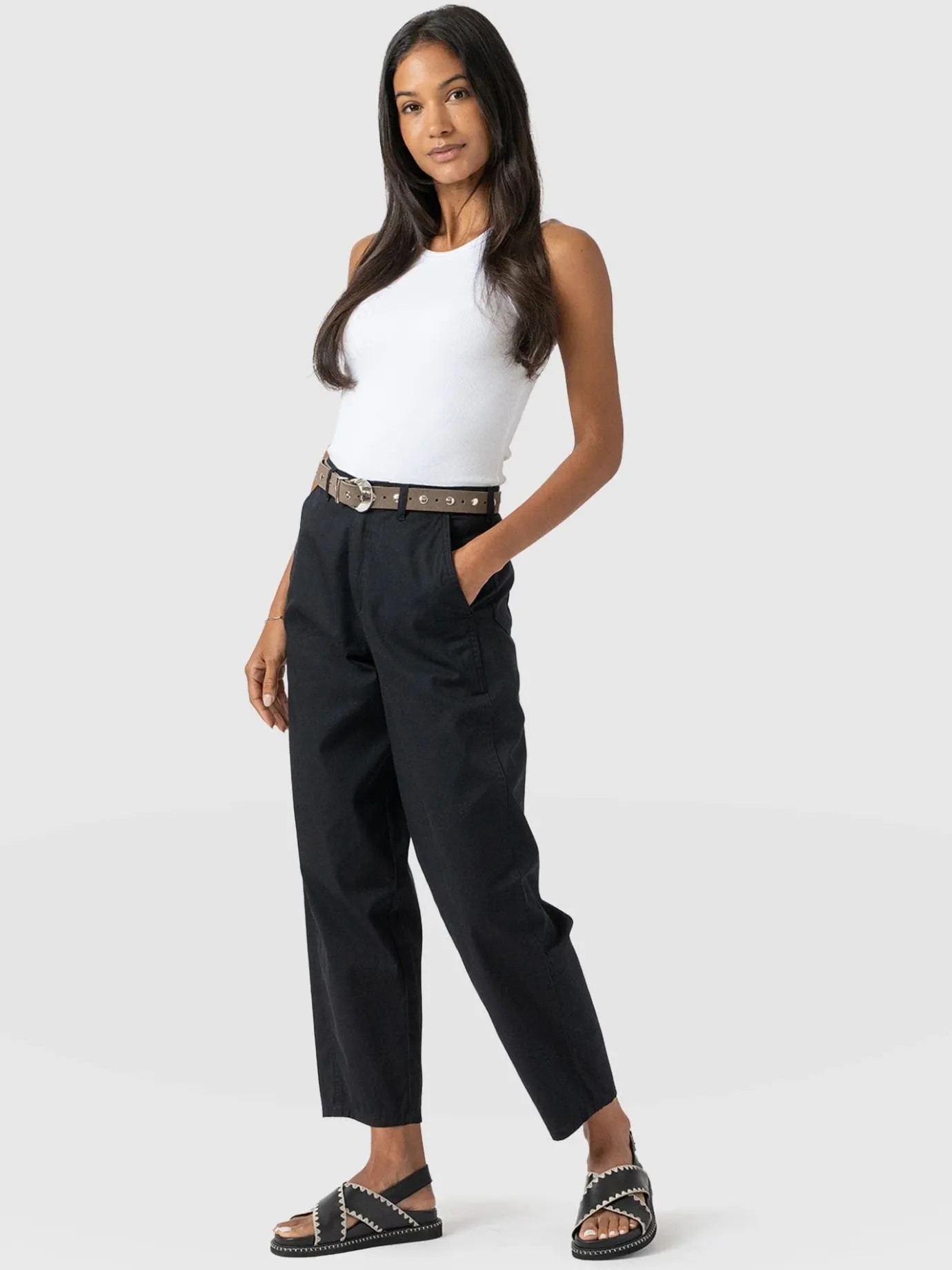 Pants|Saint and Sofia Alma Barrel Leg Chino - Black