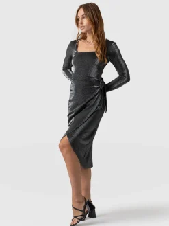 Dresses|Saint and Sofia Amelia Wrap Dress - Silver