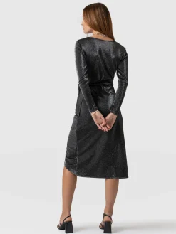 Dresses|Saint and Sofia Amelia Wrap Dress - Silver