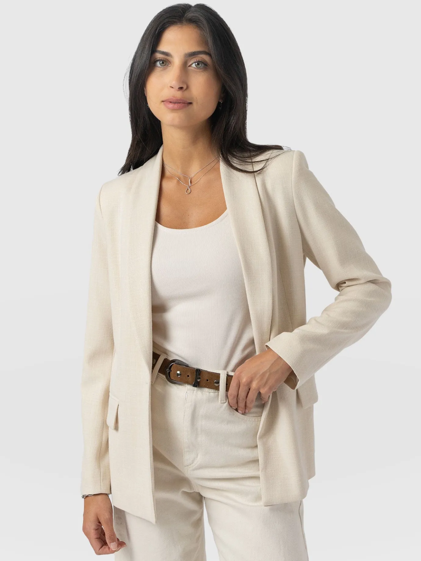 Coats & Jackets|Blazers|Saint and Sofia Argent Blazer - Cream