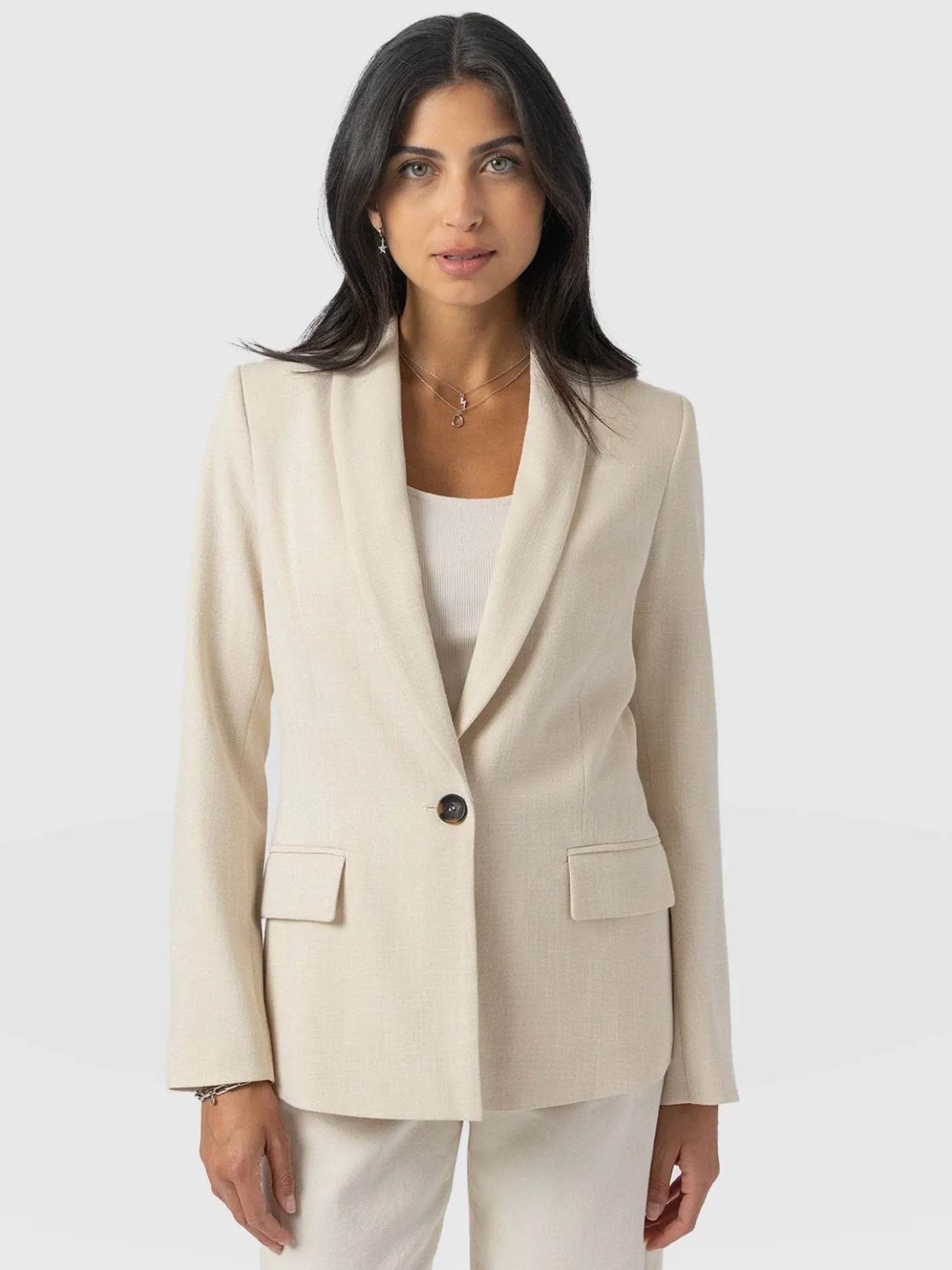 Coats & Jackets|Blazers|Saint and Sofia Argent Blazer - Cream