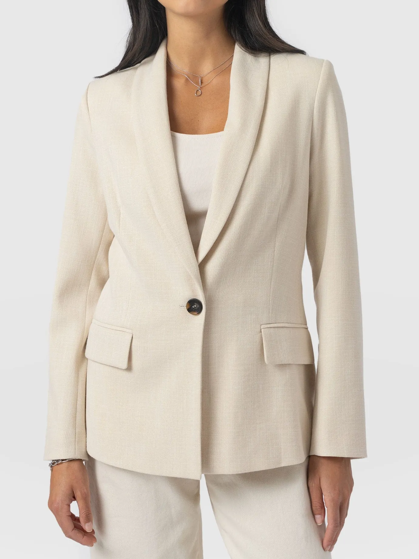 Coats & Jackets|Blazers|Saint and Sofia Argent Blazer - Cream