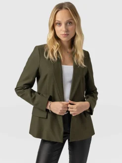 Coats & Jackets|Blazers|Saint and Sofia Argent Blazer - Khaki