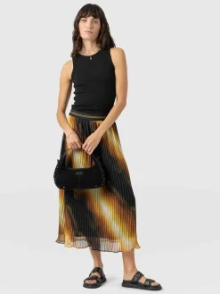 Skirts|Saint and Sofia Aria Pleated Skirt - Yellow Gradient