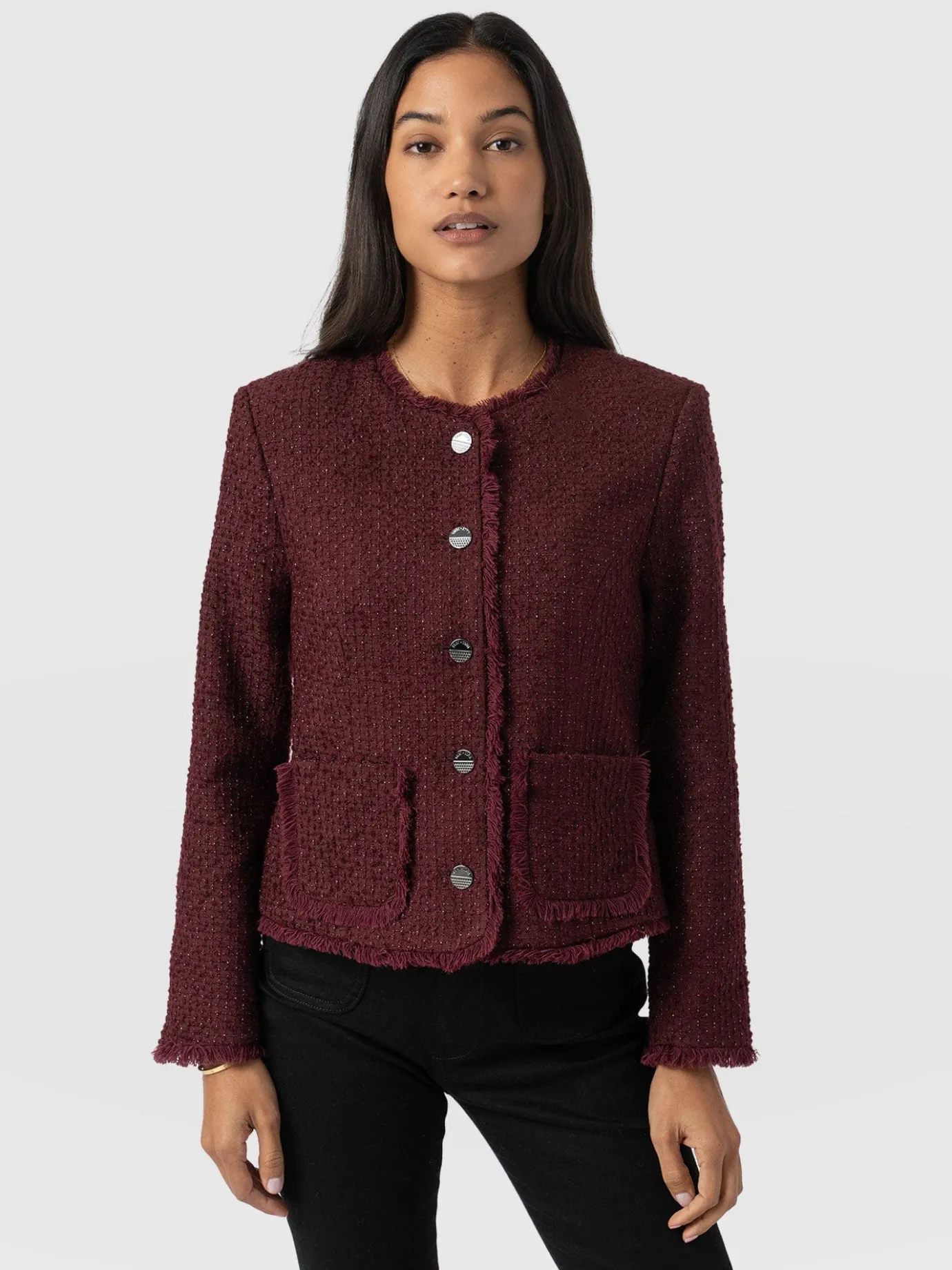 Coats & Jackets|Blazers|Saint and Sofia Ashby Jacket - Maroon