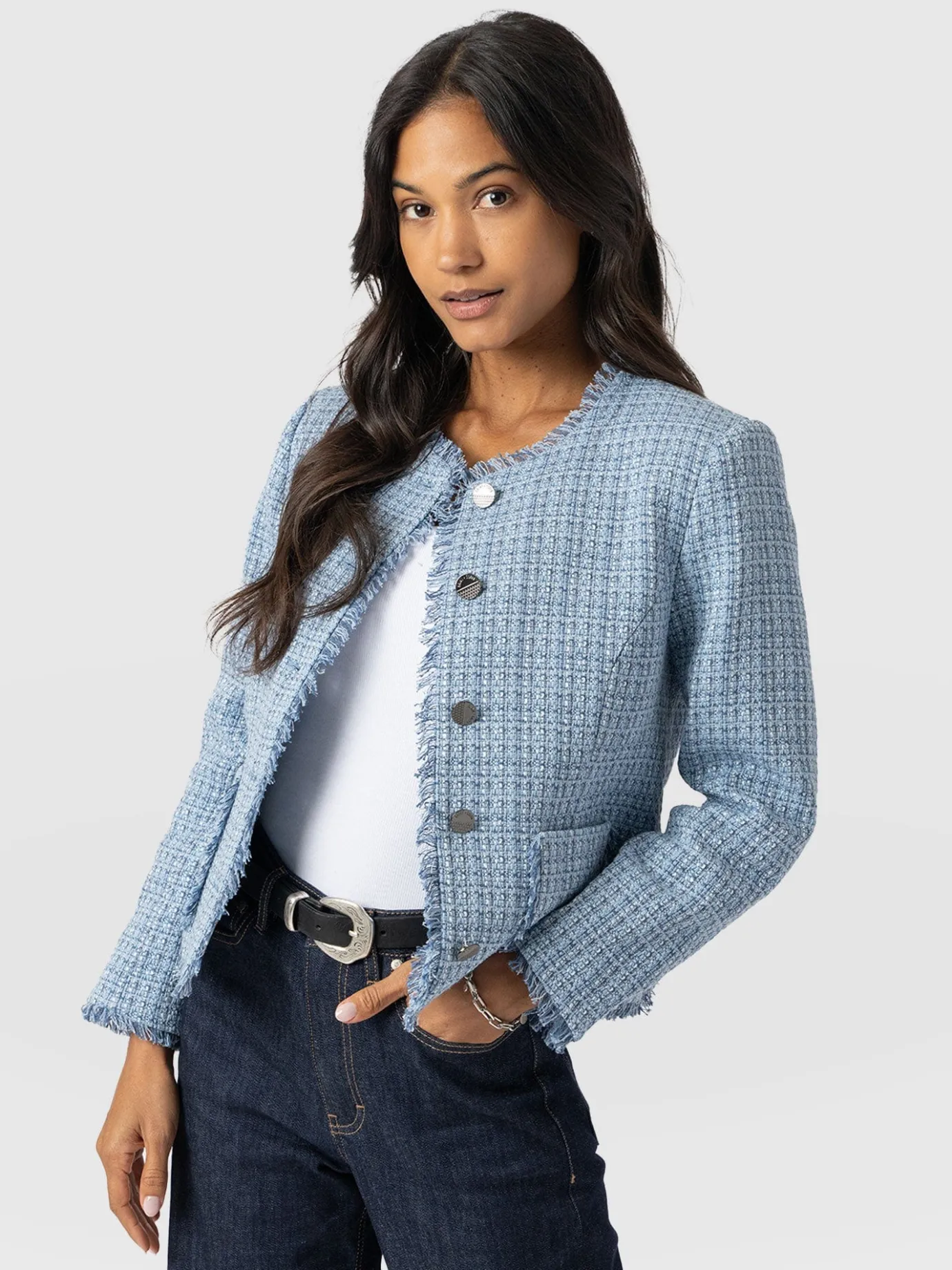 Coats & Jackets|Blazers|Saint and Sofia Ashby Jacket - Pale Blue