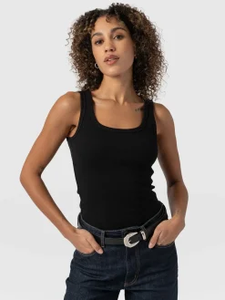 T-shirts & Tanks|Saint and Sofia Asher Scoop Neck Vest - Black