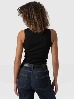 T-shirts & Tanks|Saint and Sofia Asher Scoop Neck Vest - Black