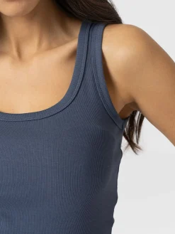 T-shirts & Tanks|Saint and Sofia Asher Scoop Neck Vest - Dusty Blue