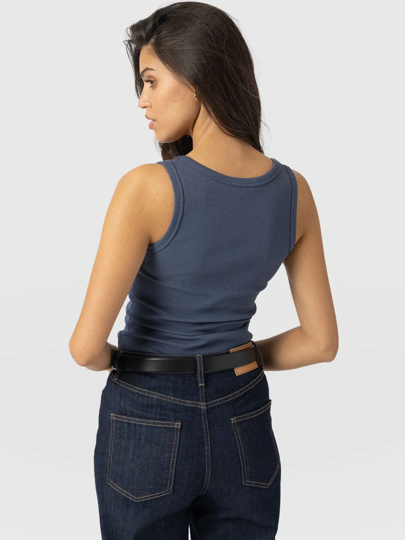 T-shirts & Tanks|Saint and Sofia Asher Scoop Neck Vest - Dusty Blue