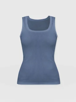 T-shirts & Tanks|Saint and Sofia Asher Scoop Neck Vest - Dusty Blue