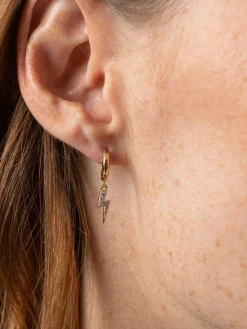 Gold Jewelry|Jewelry|Saint and Sofia Astral Lightning Charm Drop Earrings - Gold