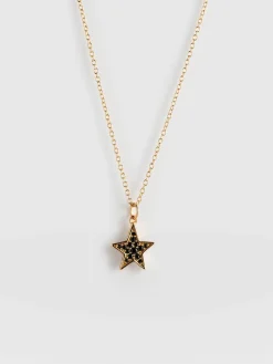 Gold Jewelry|Necklaces|Saint and Sofia Astral Star Necklace - Gold/Black