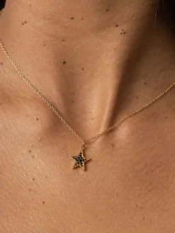 Gold Jewelry|Necklaces|Saint and Sofia Astral Star Necklace - Gold/Black