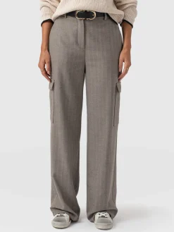 Pants|Saint and Sofia Astrid Cargo Pant - Brown Herringbone