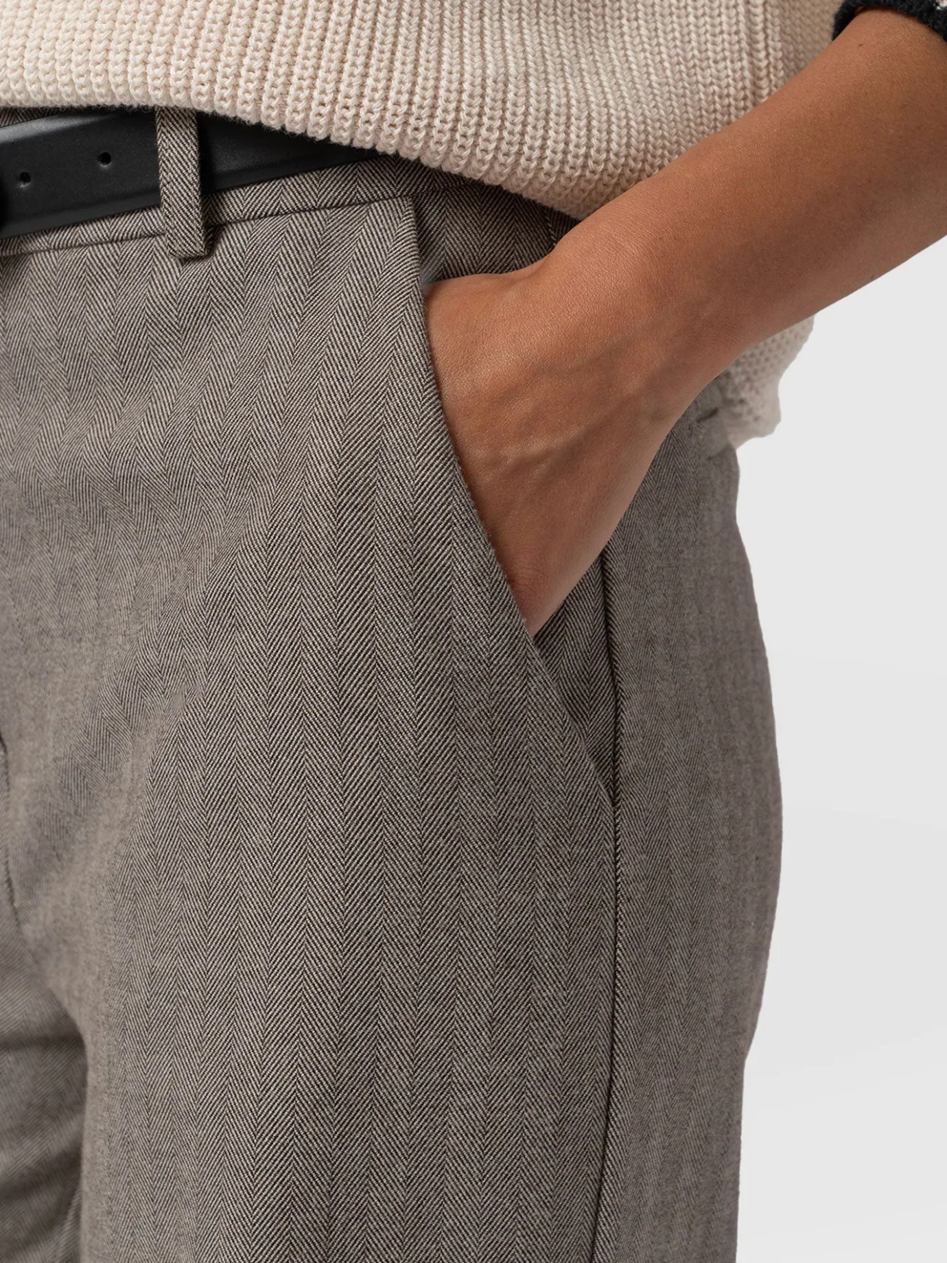 Pants|Saint and Sofia Astrid Cargo Pant - Brown Herringbone