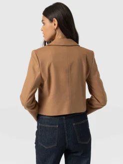 Coats & Jackets|Blazers|Saint and Sofia Astrid Crop Blazer - Camel