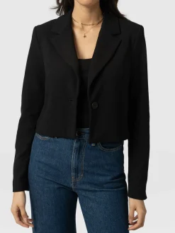 Coats & Jackets|Blazers|Saint and Sofia Astrid Cropped Blazer - Black