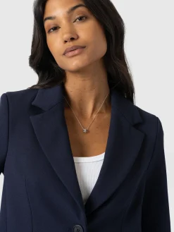 Coats & Jackets|Blazers|Saint and Sofia Astrid Cropped Blazer - Navy