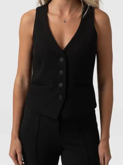 Blazers|Coats & Jackets|Saint and Sofia Astrid Vest - Black