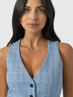 Coats & Jackets|Blazers|Saint and Sofia Astrid Waistcoat - Pale Blue