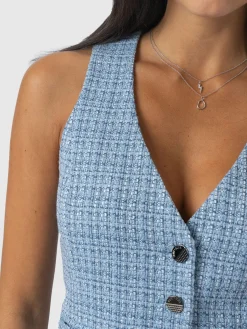 Coats & Jackets|Blazers|Saint and Sofia Astrid Waistcoat - Pale Blue