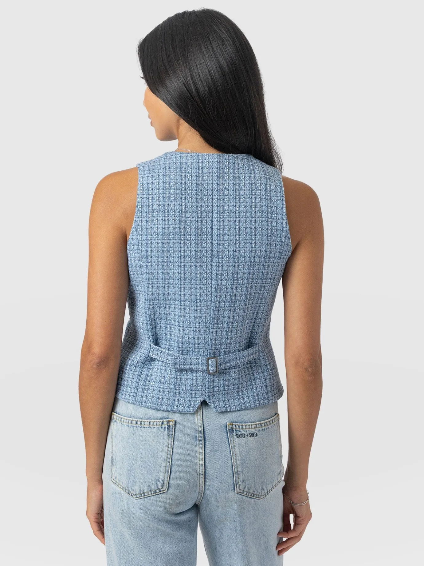 Coats & Jackets|Blazers|Saint and Sofia Astrid Waistcoat - Pale Blue