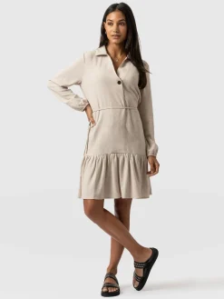 Dresses|Saint and Sofia Aurelia Mini Linen Dress - Oatmeal