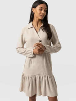 Dresses|Saint and Sofia Aurelia Mini Linen Dress - Oatmeal