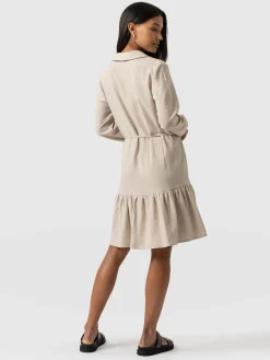 Dresses|Saint and Sofia Aurelia Mini Linen Dress - Oatmeal